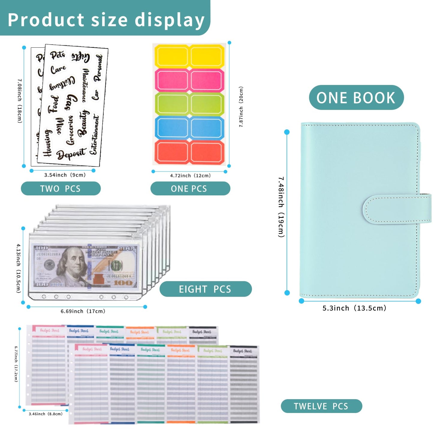 NICOOTH Budget Binder A6 Money Saving Binder with Zipper Cash Envelopes