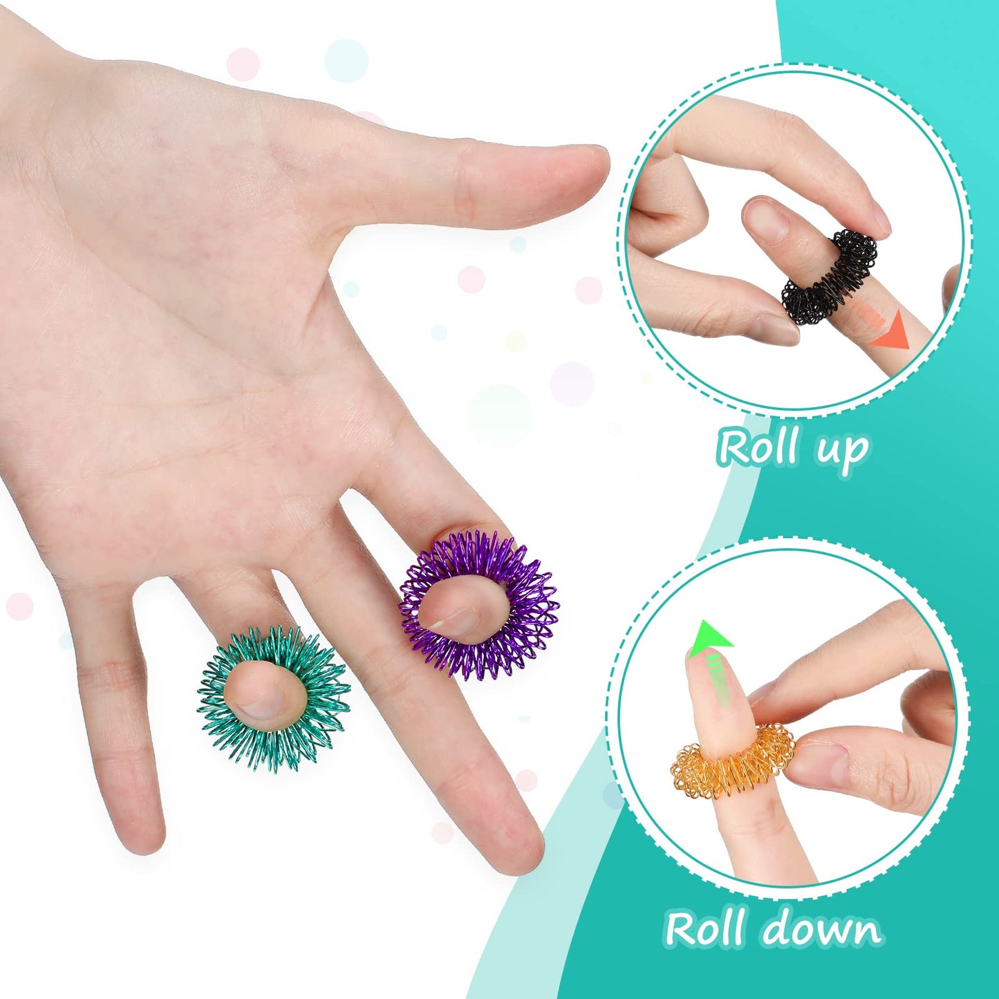 Nuogo 200 Pcs Acupressure Rings Fidget Spiky Sensory Finger Massager Ring Stress Relief Fidget Sensory Toys Anxiety Relief Toys Stress Reducer for Men, Women(Classic Color)