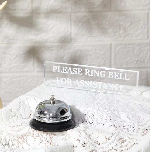 Colingmill Desk Bell for Service and Please Ring Sign 2" x 8" Acrylic No Receptionist Sign Call Ring Bell for Office Hotel Restaurant Counter Reception Area