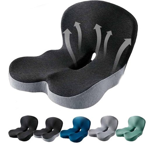 Reenly Back and Seat Cushion, 2025 Upgraded Sooth+Ergonomic Memory Foam L Shaped Car Seat Cushion, Fits The Waist Curve Used to Relieve Tailbone Discomfort While Driving (Grey-Black2.0)