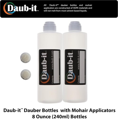 Racquet Art Daub-It Empty Bottles with Applicators - 8 Oz Mohair Dauber - 2 Pack for Precision Application