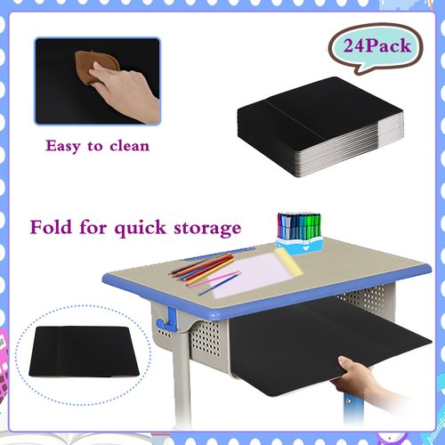 EARTHSON 24 Pcs Privacy Folders for Students, Privacy Dividers for Classroom, Study Carrel Desks Privacy Boards, Cardboard Privacy Shields Folder for School Teachers Home, Black