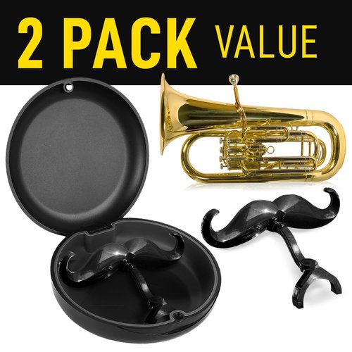 [2 Pack] Clip-On Mustache For Tubas - Includes Protective Case - Made To Fit All Tuba Mouthpieces - Perfect Accessory For Young Musicians
