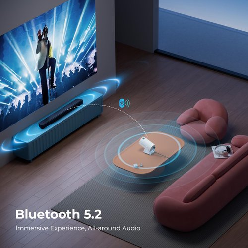 TransarJect Portable WiFi and Bluetooth Projector - 4K 1080P Supported Mini Movie Projector, 270°Adjustable Stand Outdoor Home Theater Star Projector with Ambient Light for Phone TV Stick Laptop