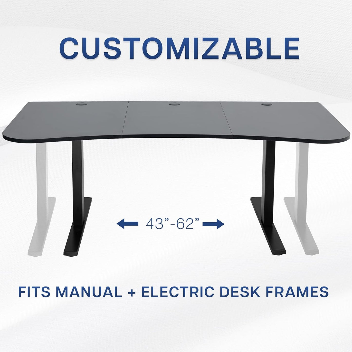 VIVO Universal Table Top - 63 x 32 Inch Black Desktop for Height Adjustable Desks | Home & Office Use