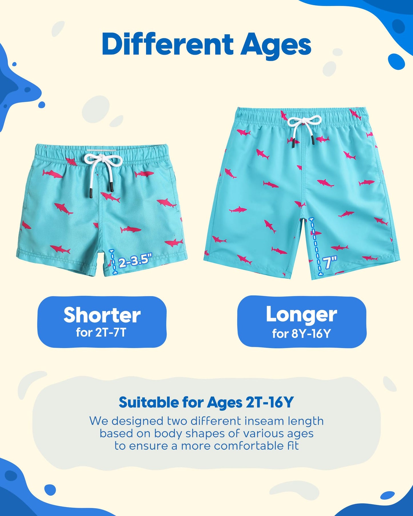 maamgic Boys Swim Trunks Toddler Swim Shorts Little Boys Bathing Suit Swimsuit Toddler Boy Swimwear Shark Black 3T