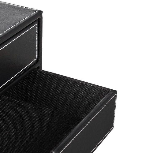 YAPISHI Leather Desk Organizer with 3 Drawers, Executive Office Supplies Desktop Filing A4 File Cabinet/Holder, Stackable Storage Box for Jewelry/Bill/Paper/Documents/Makeup Home Decor Accessories