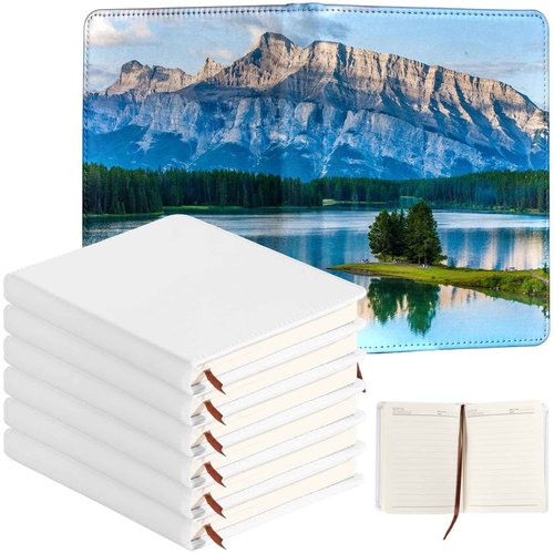 Lnrueg 6 Pcs Sublimation Notebook Blank Journal A6 100 Pages - Hardcover PU Notebooks for Note Taking Plan Making Diary Writing - School Office Supplies