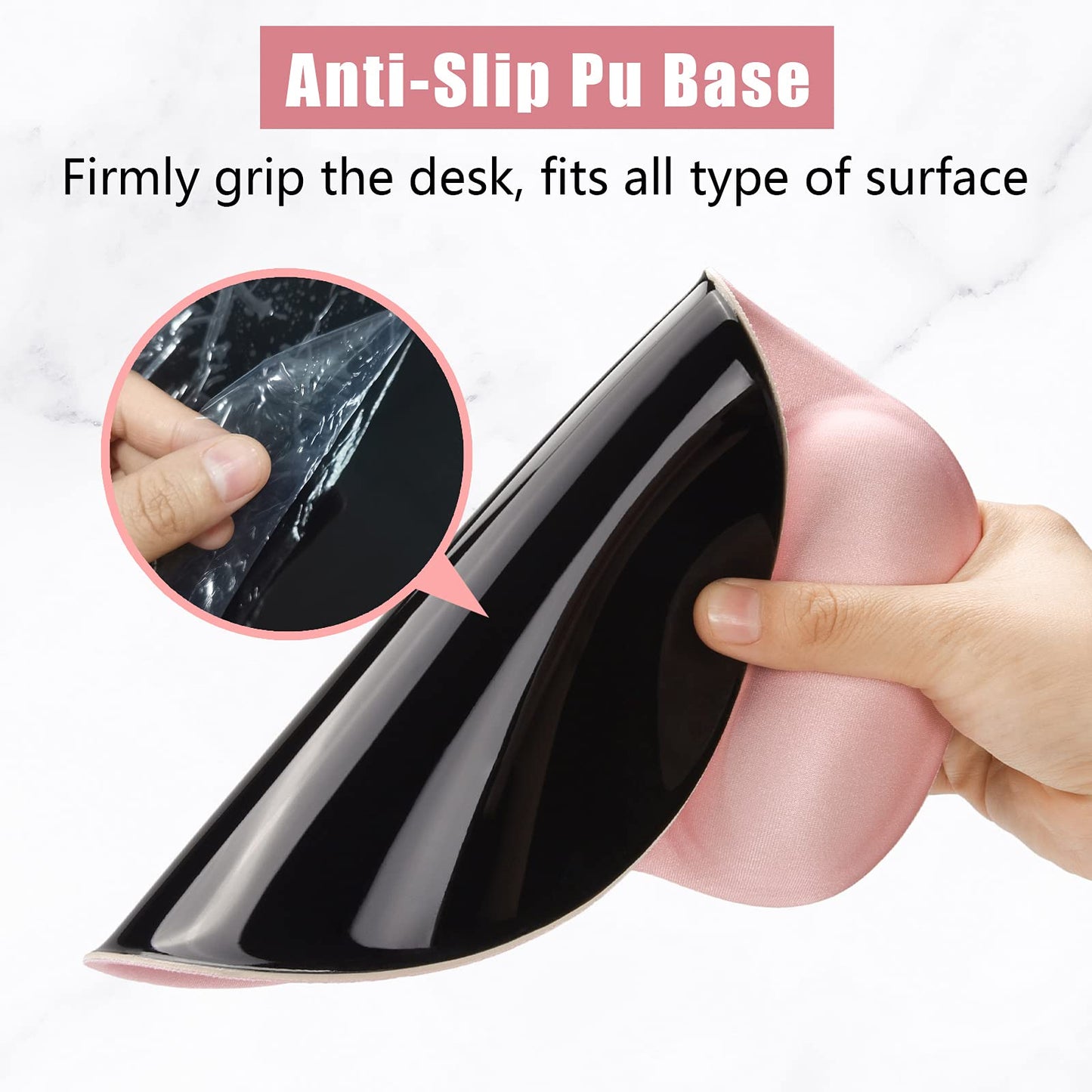 Hsurbtra Ergonomic Mouse Pad with Wrist Rest Support, Gel Mouse Pads with Non-Slip PU Base, Pain Relief Memory Foam Computer Mat, Cute Office Supplies Desk Decro Accessories, Pink