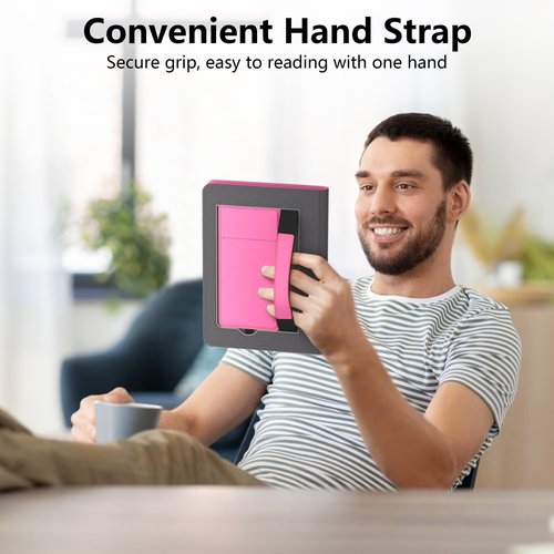 Lainergie Stand Case for Tablet with Hand Strap and Auto Sleep Wake,Raspberry
