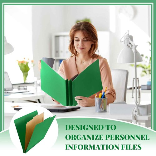 Skyygemm 48 Pcs Classification Folders Letter Size, Back to School Supply for Teacher, Student, 1 Divider Pressboard File Folder Bulk with 2 Fasteners, 3.5 Inch Expanding File Organizer (Dark Green)