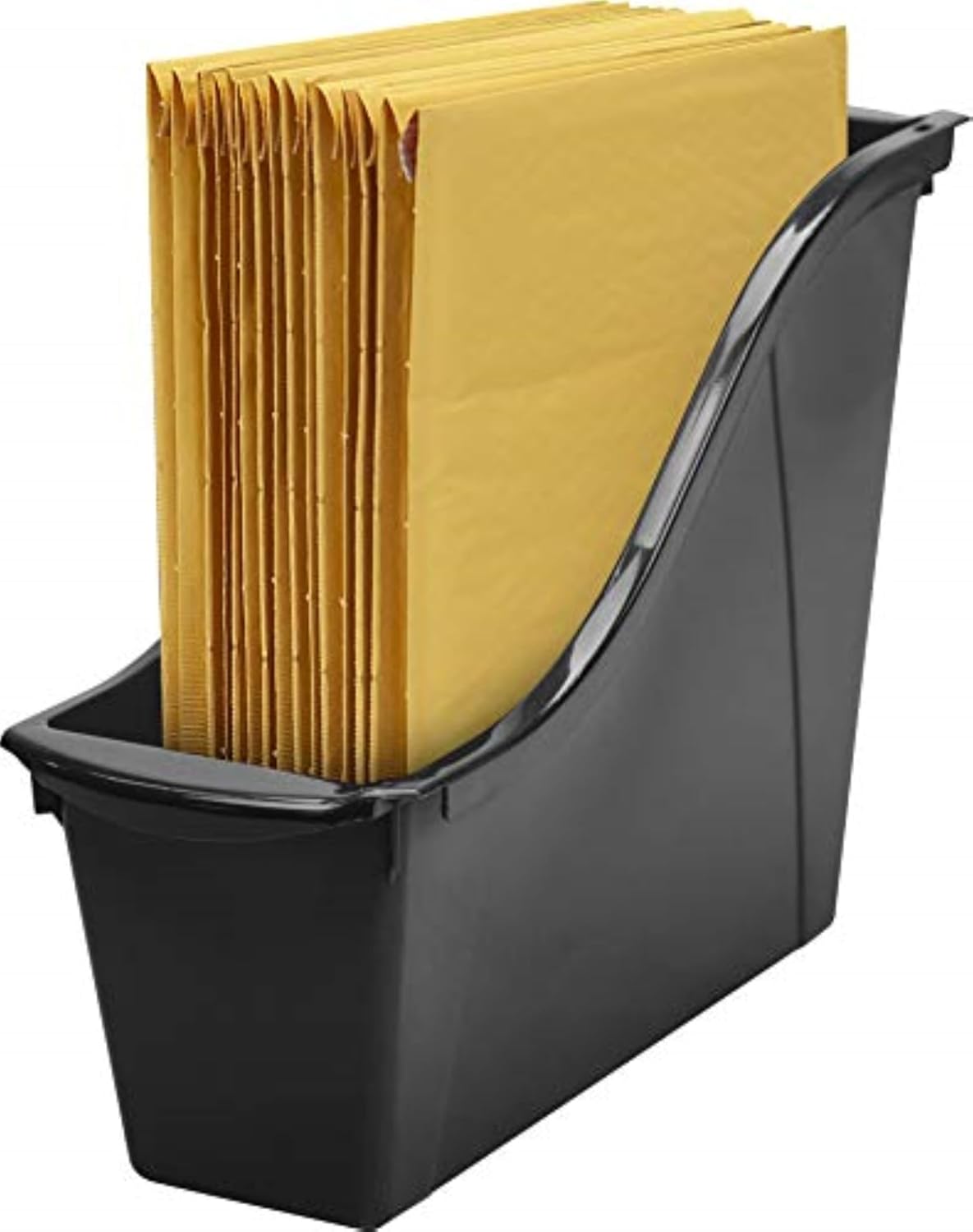 Storex Small Book Bin - Interlocking Plastic Organizer for Home & Office - Black, 6-Pack