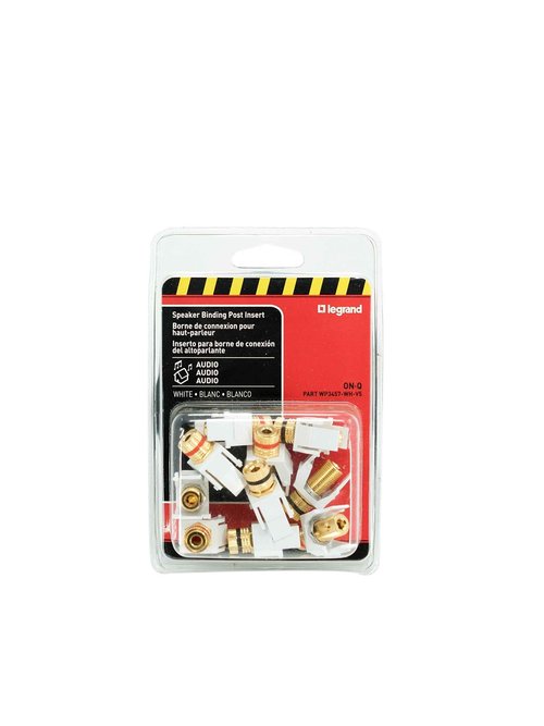 Legrand - OnQ Audio Binding Posts, Speaker Binding Post Insert for Audio, Banana Plug Termination, Speaker Binding Posts, White, WP3457WHV5, 5 Pack