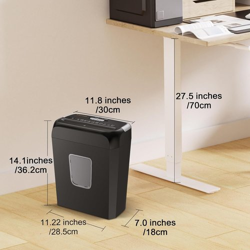 Bonsaii Paper Shredder - 6-Sheet Crosscut Shredder with 3.4 Gal Wastebasket for Home Office | Handles Documents, Mail, Staples, Clips