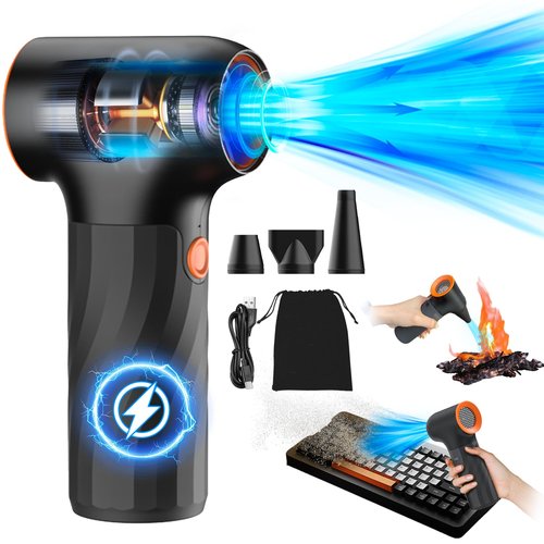 Compressed Air Duster, High-Speed 130,000 RPM Electric Air Duster, 3 Gear Portable Mini Turbo Fan Rechargeable Cordless Air Blower with Non-Slip Handle Jet Dry Blower for Keyboard PC Car Cleaning