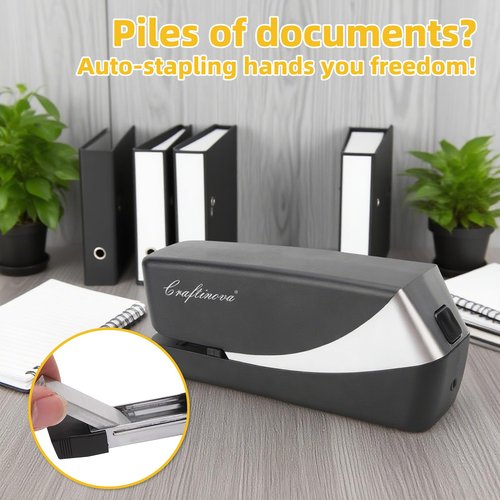 Craftinova Electric Stapler, Automatic Stapler, Include 2000 Staples and 1 Staple Remover, Heavy Duty, Store 210 Staples，AC or Battery Powered, 25 Sheet Capacity.