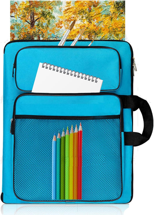 TreochtFUN Art Portfolio For Kids - 15x18 Inch Artist Bag Organizer | Blue Storage for Drawing Lessons