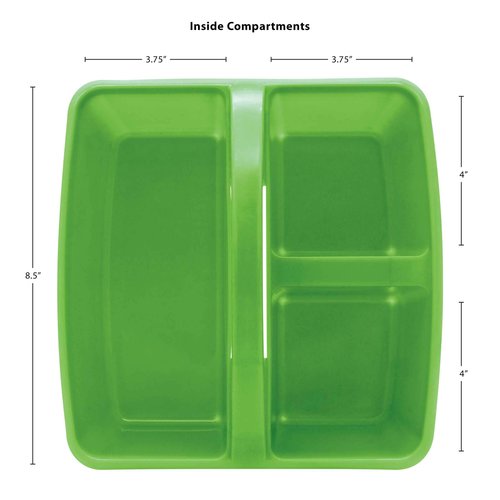 Teacher Created Resources Lime Portable Plastic Storage Caddy 6-Pack for Classrooms, Kids Room, and Office Organization, 3 Compartment