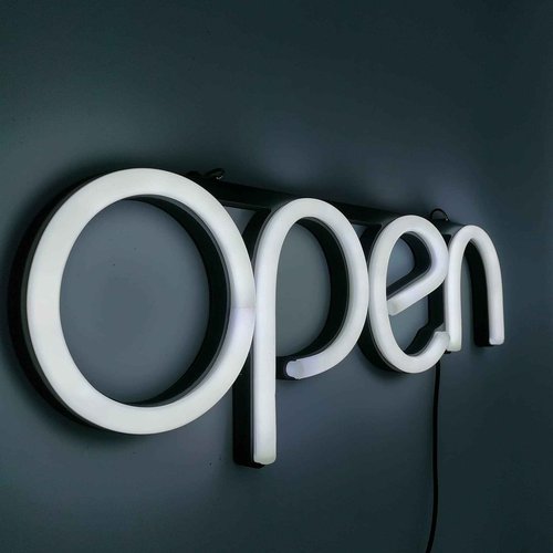 Open Signs for Business,LED Neon Open Sign,16x6 inch Lighted Sign for Restaurants Offices Retail Shops Window Storefronts,12V/1A Power Supply,with ON/OFF Switch (Horizontal White)