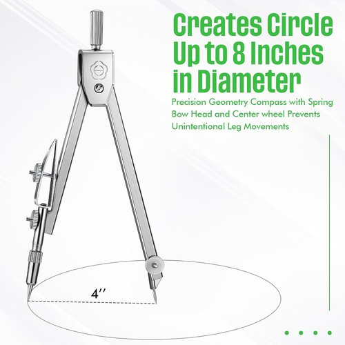 EBOOT Geometry Math Set - Drawing Compass & 6-Inch Swing Arm Protractor | Green Color