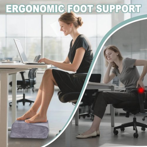 SCFOAMZAI 2 Adjustable Foot Rest Under Desk - Ergonomic High Density Foam Footrest with Washable Cover, 3 Adjustable Heights Foot Stools for Office, Home, Travel (Gray)