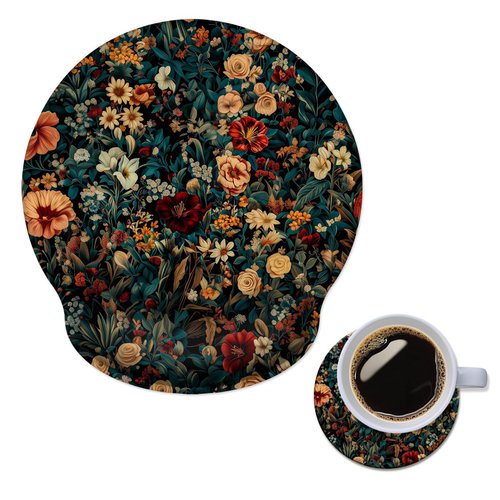 Ergonomic Mouse Pad with Memory Foam Wrist Rest Support Design,Relieve Wrist Pain Mousepad,Non-Slip Base for Laptop,Computer,Office Desk Accessories,Carpal Tunnel,Retro Floral