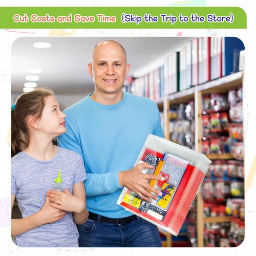AmazingSpark 12 Sets Back to School Supplies Kit for Students Grade 7-12 Donation Kits Back to School Supplies Bundle Essentials Includes Folder Highlighters Crayons Notebooks Scissors and More