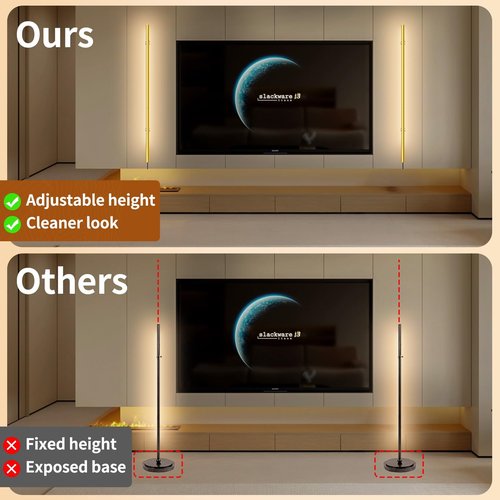 PEESIN 58.2" inch Gold Corner Lamp, Plug in Corner Light with Remote, Minimalist Modern Long Wall Light, Dimmable Living Room Wall Lights, Space-Saving LED CornerLamp for Living Room, 1 Pack