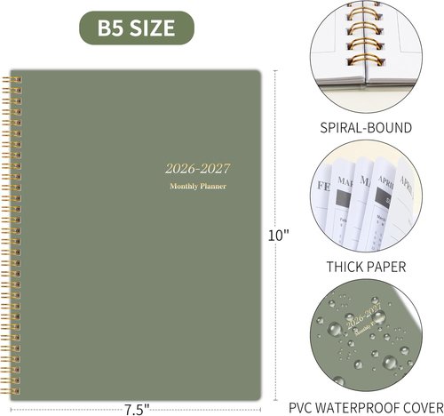 2026-2027 Monthly Planner by [Brand Name] - 24-Month Calendar with Habit Tracker & To-Do List | 7.5" x 10", Spiral Binding