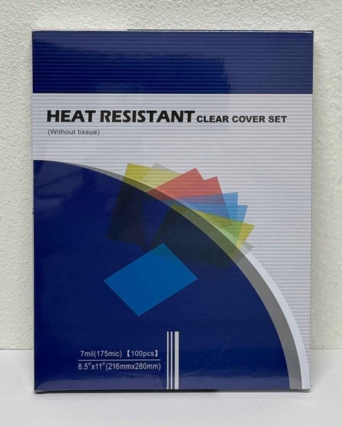 Heat Resistant Clear Binding Covers - 7mil Polyester 8.5"x11" Thermal Binding Crystal Clear Covers - 100pk (Without Tissue)