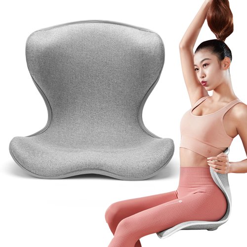 YOOBEBEST Ergonomic Lumbar Support Cushion for Office Chair,Back Support for Car Seat,Home Chair, Floor and Bed, Meditation Chair,Lower Back Pain Relief,Posture Corrector for Improve Posture.(Gray)