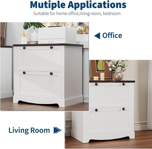 GarveeHome Farmhouse File Cabinet - 2 Drawers for A4/Letter/Legal Documents | Rustic Storage Stand