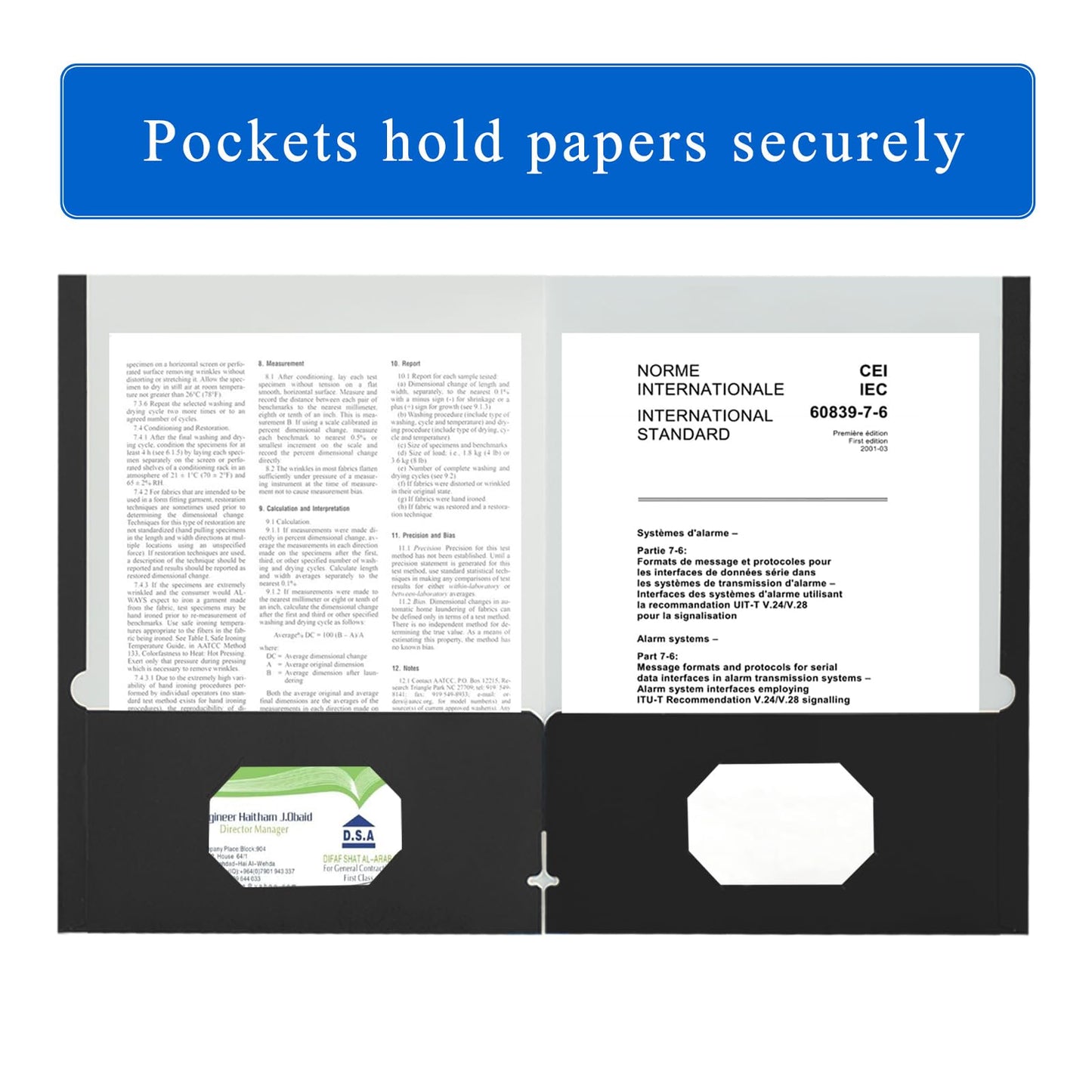 Zzrywuty File folders with Pockets,Light Blue Two folders for documents,50 Pack Paper Folders with Card Slot,Letter Size,School Students,Business,Home and Office Workers