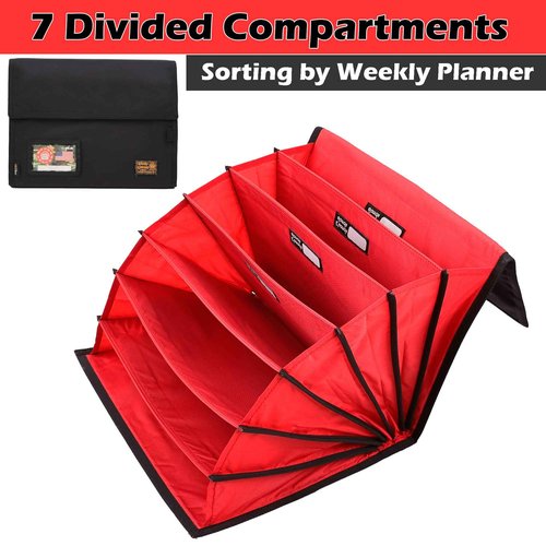 Rough Enough Accordion Expanding File Folder Important Document Organizer Storage with 7 Pockets for Home Office Travel Black Cordura