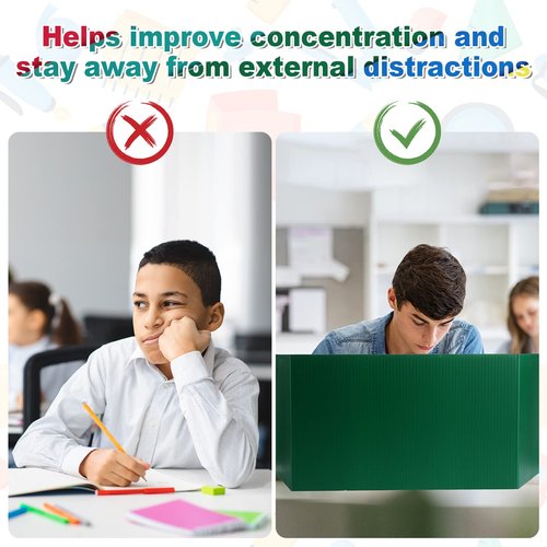 36 Pcs Privacy Folders for Student Desks Desk Dividers for Students Classroom Desk Privacy Panel Study Carrels School Teacher Supplies, 9 Colors, 17 x 12 Inch
