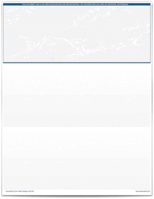 VersaCheck Secure Form #1000 - Blank Business Voucher on Top - Blue Prestige S - 500 Sheets