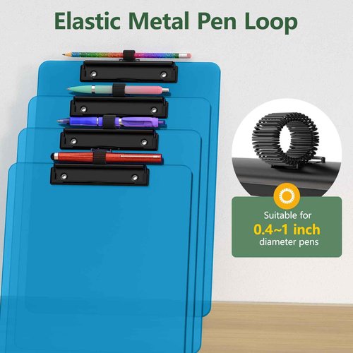 Juvealoe Blue Clipboard with Pen Holder, 8.5 x 11 Plastic Clip Boards with Black Low Profile Clip, Letter Size for Classroom, Teacher, Students, School, School & Office Supply(Pack of 20)