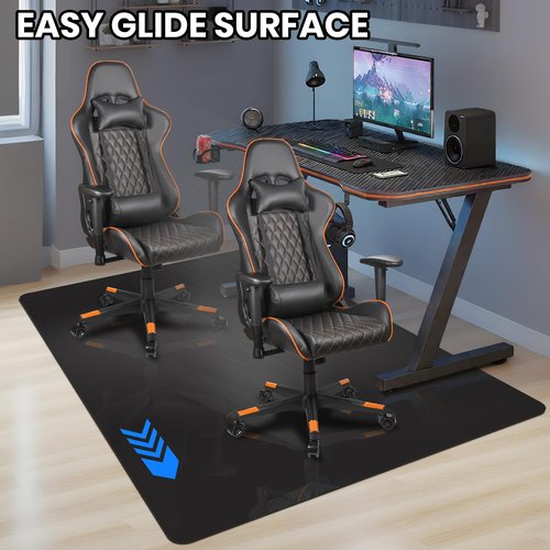 Black Chair Mat for Hardwood Floor, 48 x 72 Inch Large Office Chair Mat, Plastic Floor Protector, 4'×6' Area Rug for Living Room, Heavy Duty Wood Tile Floor Mats for Home Laundry Dining Area