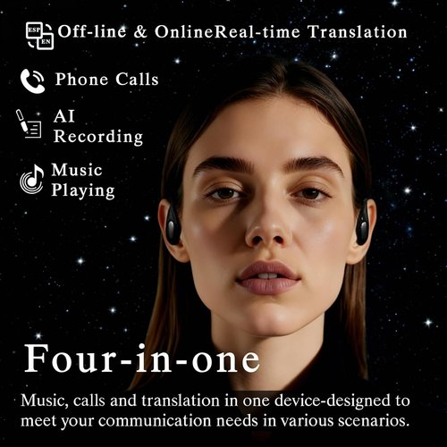 Aaudifonos Translation Earbuds - Real-Time Bluetooth Translator with 150 Languages | Ideal for Travel & Meetings