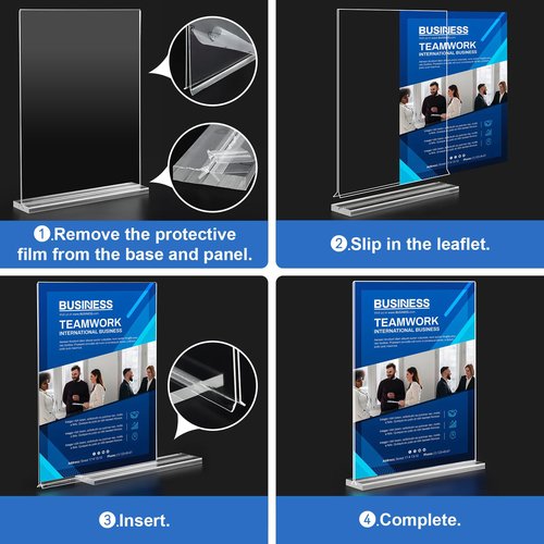 Acrylic Sign Holder 8.5 x 11,10 Pack Clear Sign Holder Double Sided Table Menu Vertical Desktop Display Stand Paper Flyer Holder Tabletop Sign Holder Suitable for Restaurants, Office, Store, Hotels