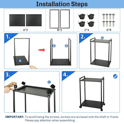 Liitrton Computer Tower Stand, 2-Tier PC Stand with Lockable Wheels CPU Holder Under Desk for Office Home (L)