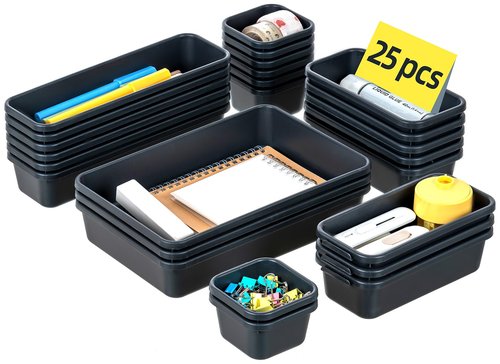 Kutesna 25 PCS Interlocking Desk Drawer Organizer Separator for Office,Bathroom,Kitchen,Makeup,Tool（4 Sizes）