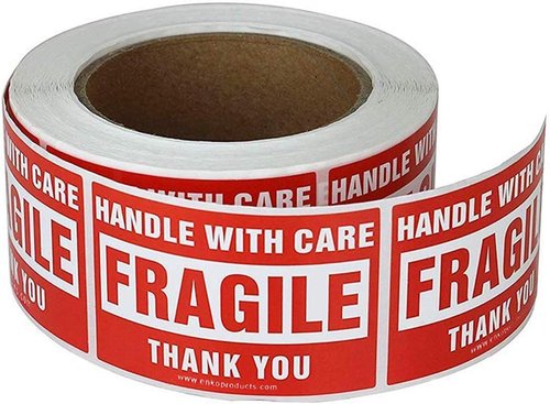 Enko Large Fragile Stickers - Handle With Care Warning Packing Labels | 3 x 5 Inch, 500 Labels