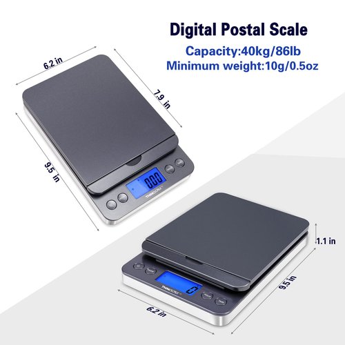 THINKSCALE Shipping Scale, 86lb/0.1oz Postal Scale with Hold and Tare, Scale for Packages, LCD Display, Postage Scale, Mail Scale, Shipping Scale for Small Business, Batteries & AC Adapter