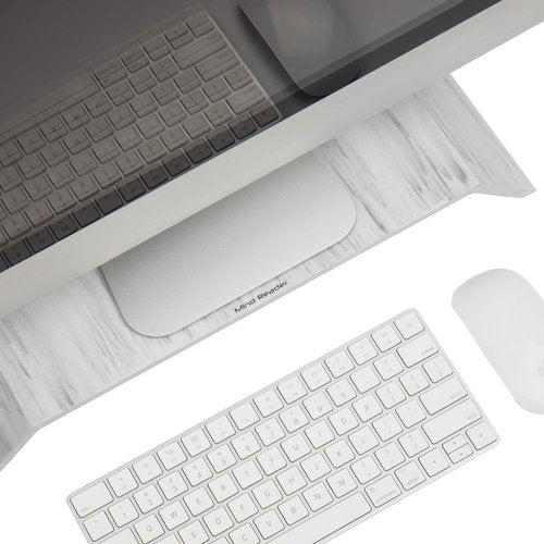 Mind Reader Monitor Stand, Contemporary, Desktop Organizer, Laptop Riser, Office, Resin, 18.25" L x 9" W x 3" H, White