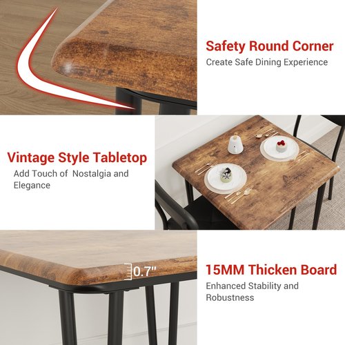 GarveeHome Dining Table Set of 4, Small Kitchen Table with Chairs for 4 with Upholstered Chairs, 5 Piece Dining Table Set, Compact Kitchen Table Set for Small Space