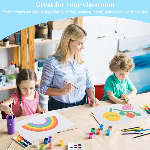 ROOKEA White Poster Board Paper - 25 Pcs Bulk for Vision Boards & Art Projects | 11.7 x 16.5 Inches