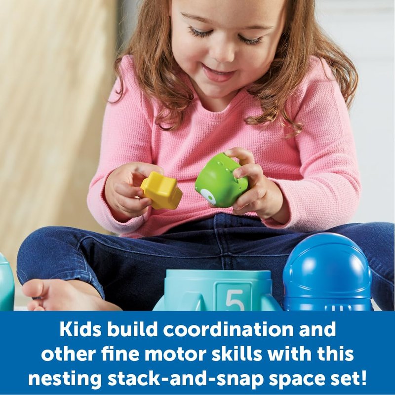 Learning Resources Nesting Space Surprise, Preschool Learning Activities, Fine Motor Skills, Montessori Preschool Toys, Space Toys, Ages 18 Months+, 9 Pieces