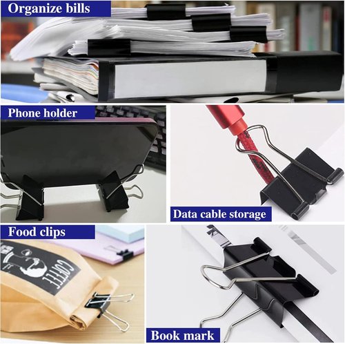 Regine Switzerland Large Binder Clips - Extra Large 2 Inch Paper Clamps | 72 Pack, Black