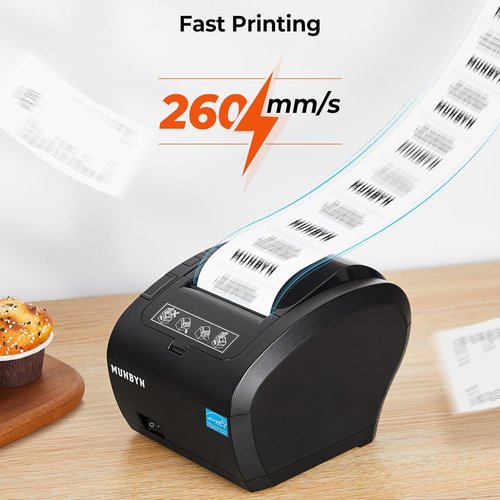 MUNBYN WiFi Receipt Printer with USB Port, 80mm POS Printer Works with Square Mac Windows Chromebook Linux Cash Drawer, ESC/POS (P047 WiFi), Do Not Support Clover Ubereats Shopify Bluetooth 5G WiFi